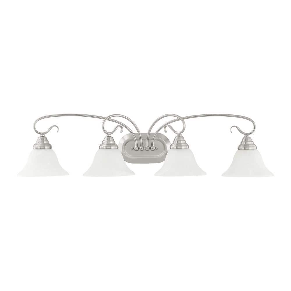 Coronado Brushed Nickel 4-Light Bath Vanity with White Alabaster Glass