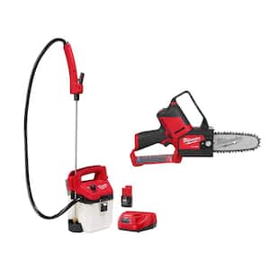 M12 12-Volt 1 Gal. Lithium-Ion Cordless Handheld Sprayer Kit with 6 in. HATCHET Pruning Saw, 2.0 Ah Battery, Charger