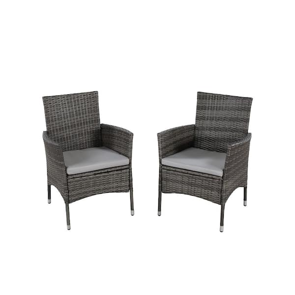 maocao hoom 5-Pieces Gray Wicker Patio Conversation Set with Gray Cushions