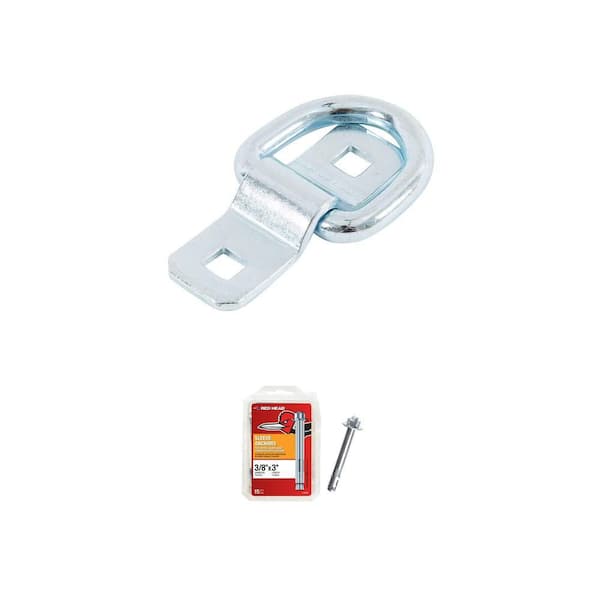 3/8 in. x 3 in. Zinc-Plated Sleeve Anchors (15-Pack) and 1-1/2 in. D-Ring with Bracket Combo