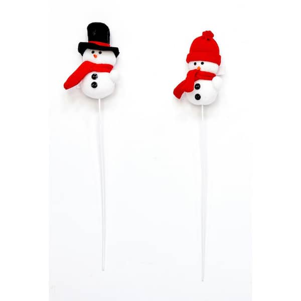 Unbranded 5 in. Christmas Snowman with Hat on 12 in. Ornament Pick, 2 Assorted, Set of 6