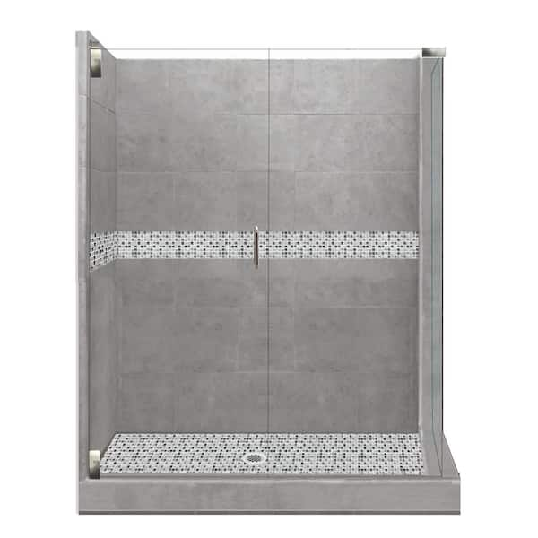 American Bath Factory Del Mar Grand Hinged 36 in. x 42 in. x 80 in.  Left-Hand Corner Shower Kit in Wet Cement and Satin Nickel Hardware  CGH-4236WD-RT-SN - The Home Depot