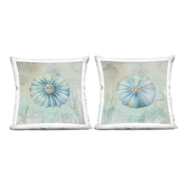 Stupell Industries Vintage Blue Sea Urchins Blue Abstract Polyester 18 in. X 18in. Throw Pillow, Set of 2