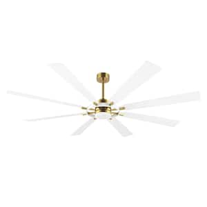 80 in. 8 Blades LED Indoor Gold and White Ceiling Fan with Remote