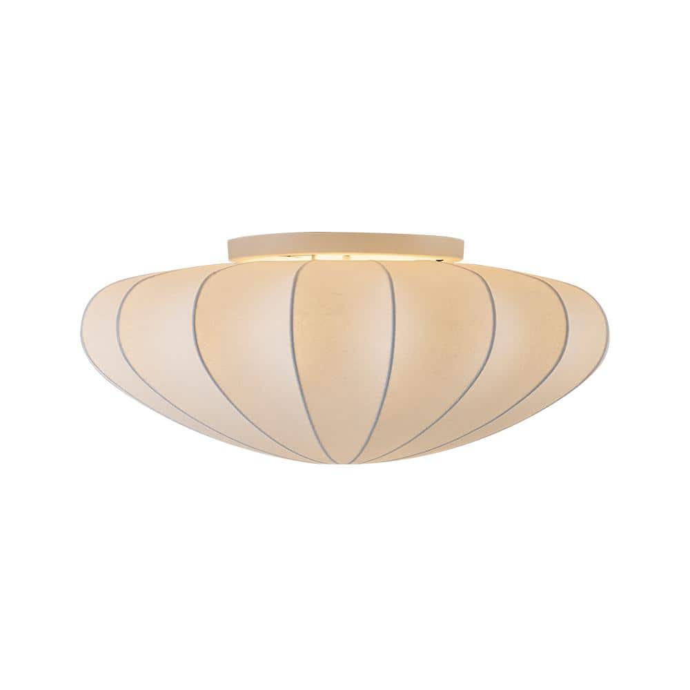 HUOKU Kateo 19.7 in. W 3-Light White Semi-Flush Mount Silk Ceiling