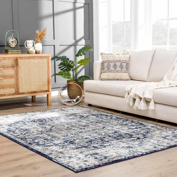 Buenaventura Navy Blue 9 ft. x 12 ft. Area Rug