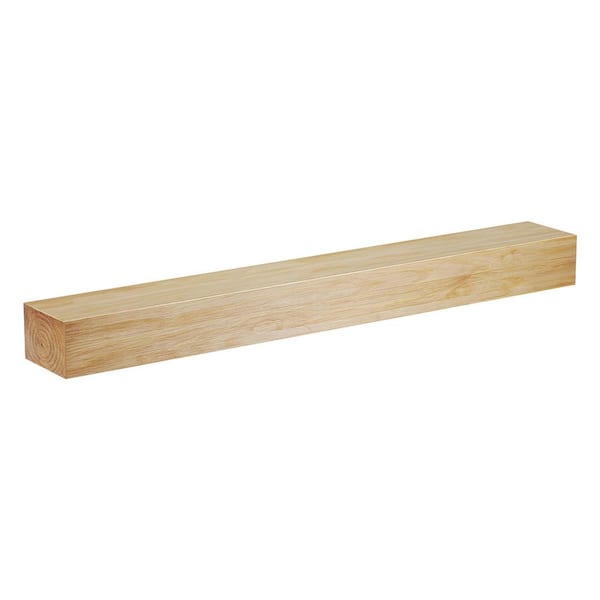 60 in. Aged Oak Wall Mounted Wood Floating Fireplace Shelves, Cap-Shelf Mantel