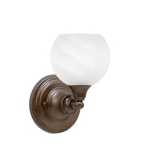 Fulton 1 Light Bronze Wall Sconce 5.75 in. White Marble Glass