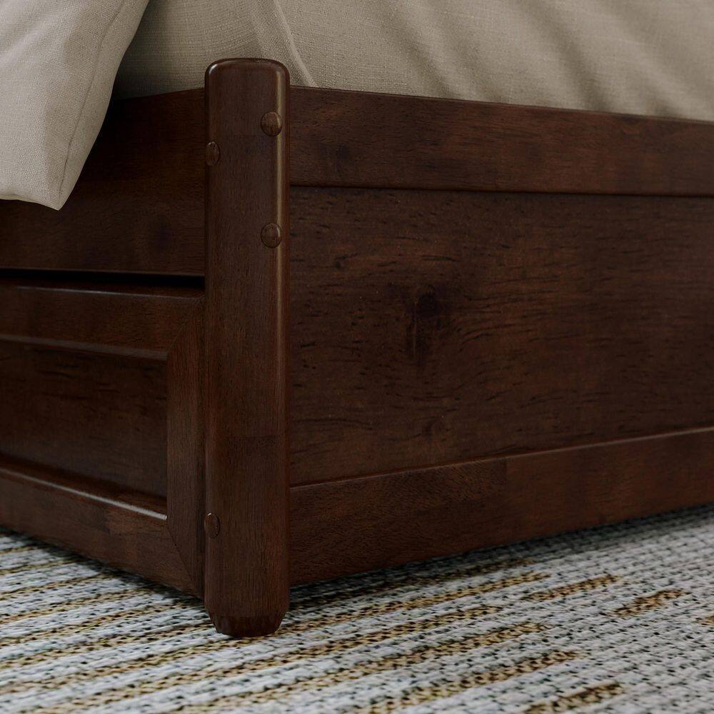 Casanova Queen Dark Walnut Wood Platform Bed with Storage Drawers