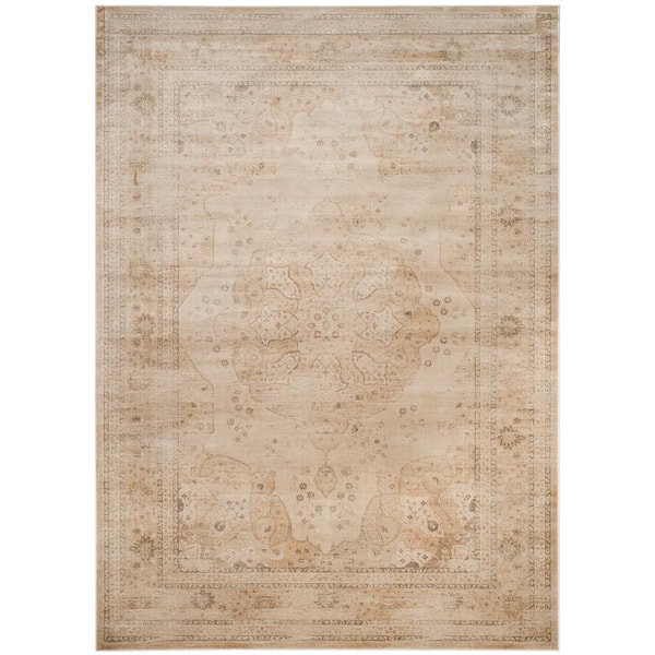 Vintage Cream 8 ft. x 11 ft. Border Medallion Area Rug