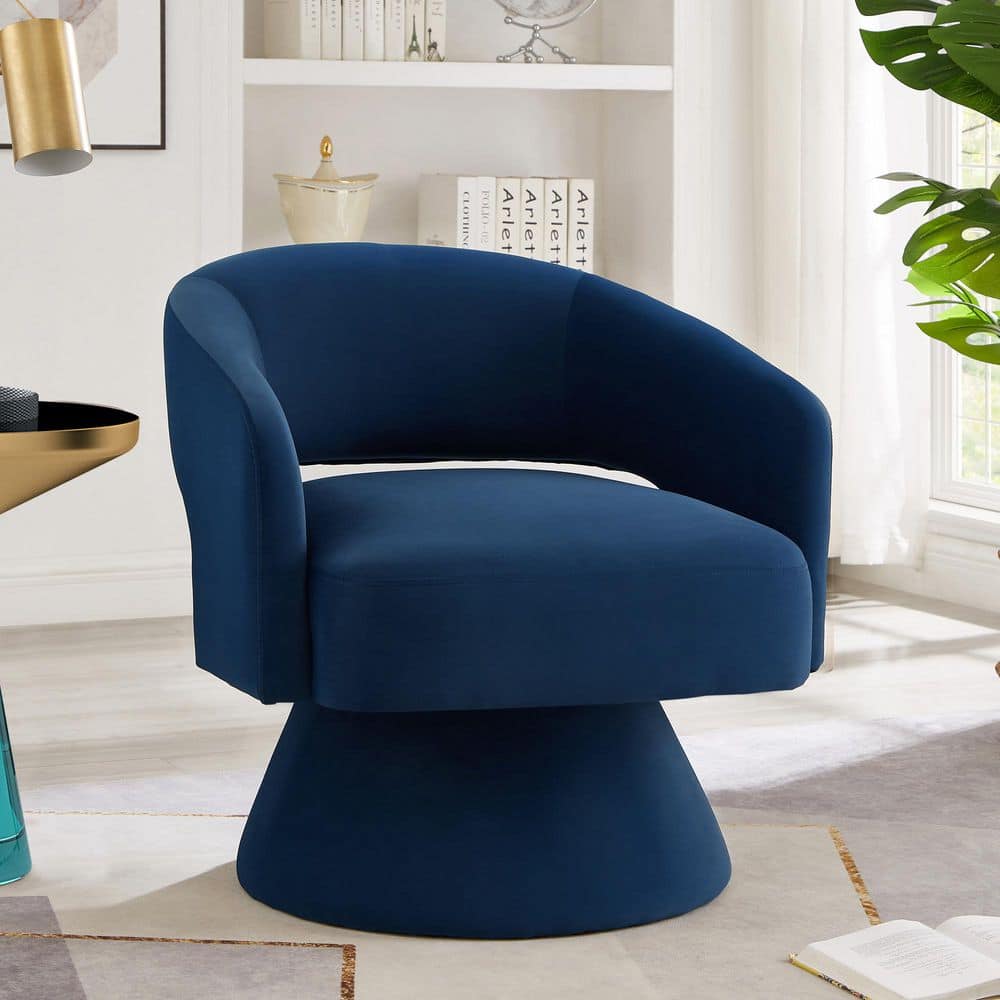 27.5 in. Navy Velvet Swivel Barrel Chair 360 Degree Round Accent Armchair for Living Room price history on PriceWatchPro