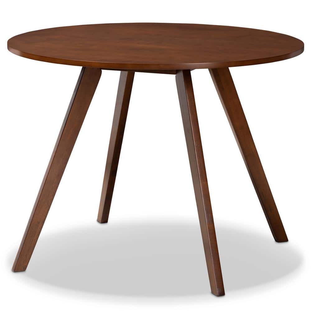Philip Mid-Century Modern Walnut Brown and Light Grey 5-Piece Dining Set