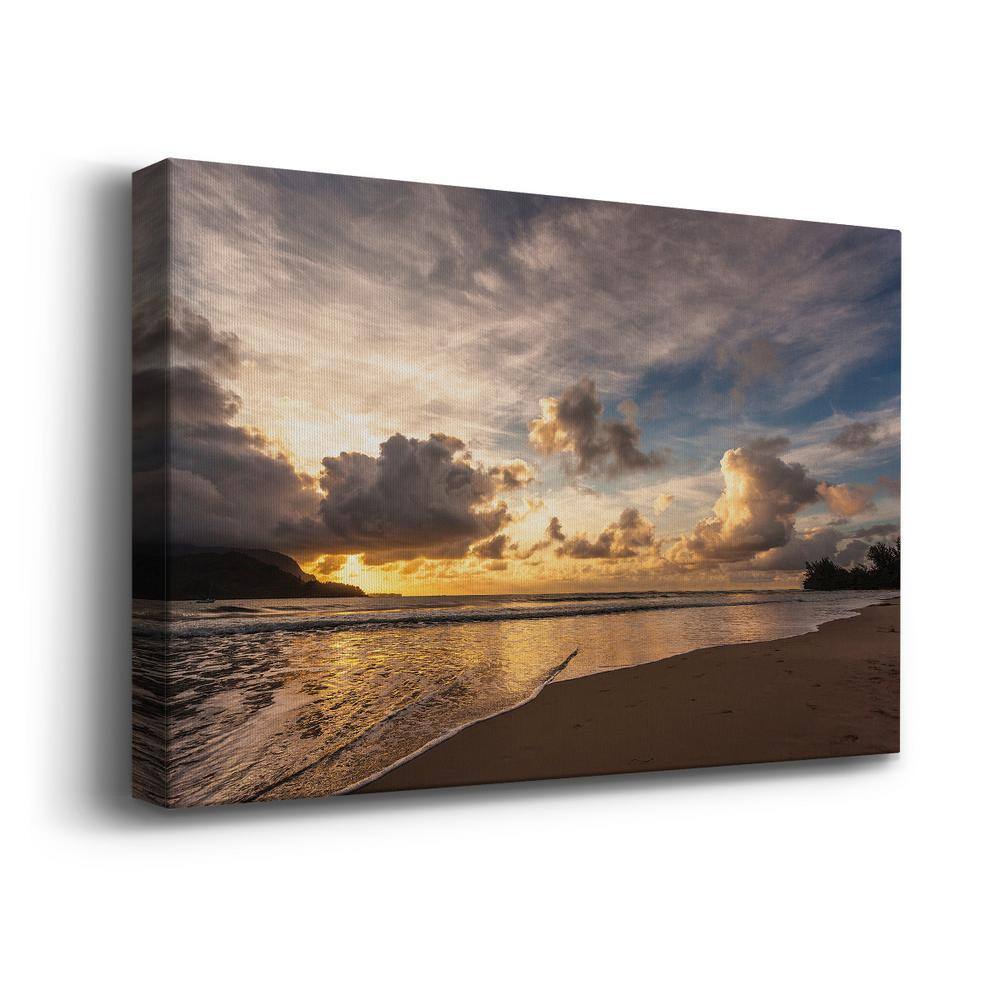 Sunset in Hanalei Bay Scenic Landscape Canvas Wall Art