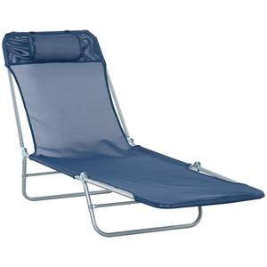 Folding Outdoor Chaise Lounge Pool Chair, with 6-Position Reclining Back, Blue