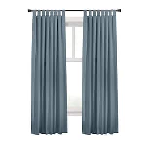 Ventura Tab Top Blue Polyester Smooth 52 in. W x 95 in. L Tab Top Indoor Blackout Curtain (Double Panels)