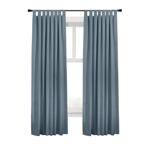 Unbranded Ventura Tab Top Blue Polyester Smooth 52 in. W x 95 in. L Tab Top Indoor Blackout Curtain (Double Panels)