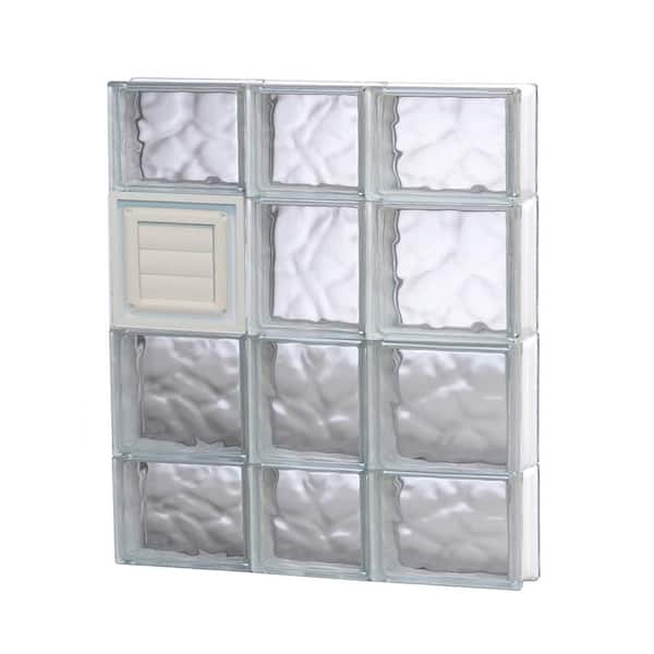 Clearly Secure 21.25 in. x 27 in. x 3.125 in. Frameless Wave Pattern Glass Block Window with Dryer Vent