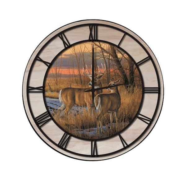 Unbranded "Daybreak" Woodgrain Accent and Black Numbers Imaged Wall Clock