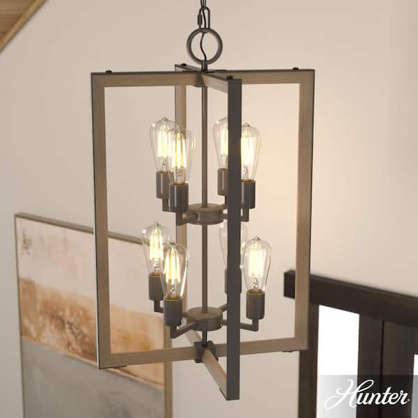 Hunter Woodburn 8-Light Noble Bronze Tier Pendant Light