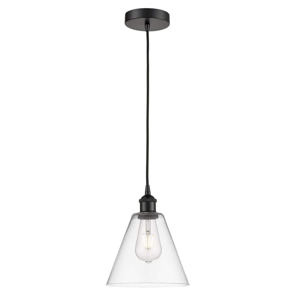 Edison Glass Cone 60-Watt 1-Light Matte Black Standard Mini Pendant Light with Clear Glass Shade, No Bulbs Included price history on PriceWatchPro