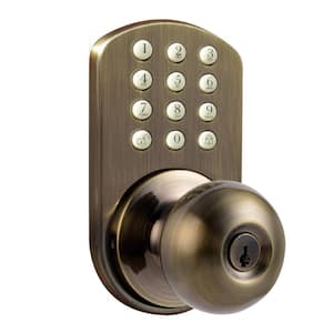 Antique Brass Touch Pad Electronic Entry Door Knob