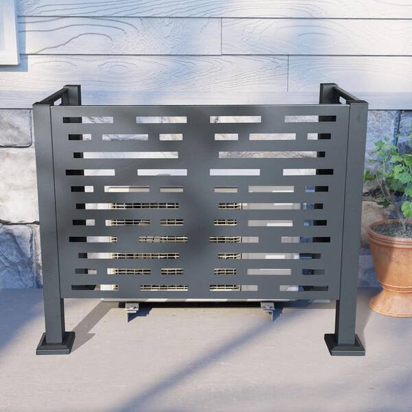 Sudzendf 3.83 ft. x 1.84 ft. Charcoal Air Conditioner Fence for Outdoor, Perfect to Conceal Air Conditioning Unit, 3 Fence Panels