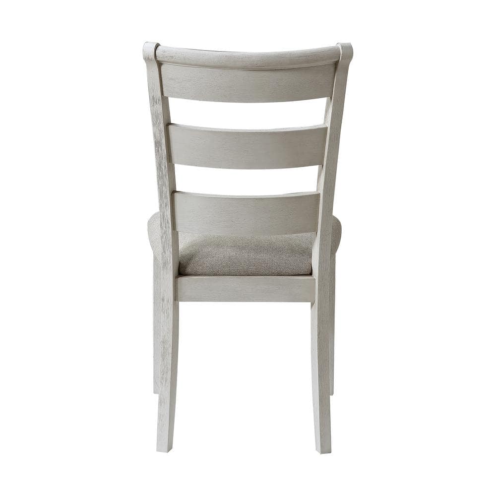 Ivory Ladderback Upholstered Wood Side Chair with Memory Foam Seat