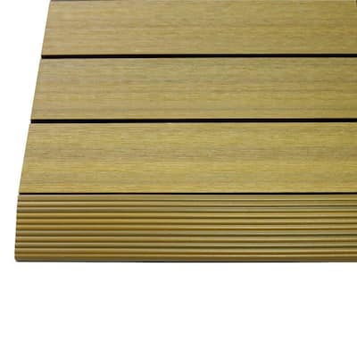 1/6 ft. x 1 ft. Quick Deck Composite Deck Tile Straight Fascia in English Oak (4-Pieces/Box)