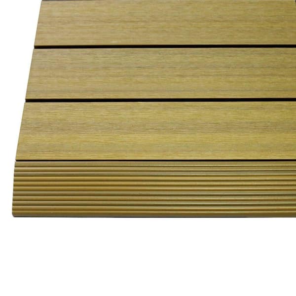 NewTechWood 1/6 ft. x 1 ft. Quick Deck Composite Deck Tile Straight Fascia in English Oak (4-Pieces/Box)