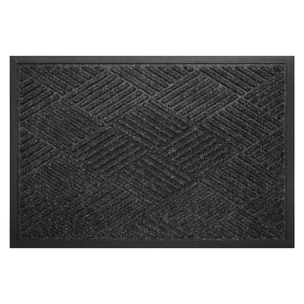 Graphite Grid Charcoal 36 in. x 60 in. Multicolored Indoor/Outdoor Doormat