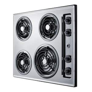 24 in. Coil Top Electric Cooktop in Chrome with 4 Elements