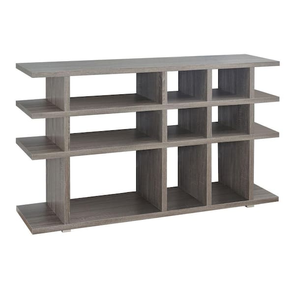 Benjara 36.75 in. Gray Wood 4-shelf Standard Bookcase with Open Back