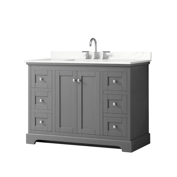 Wyndham Collection Avery 48 in. W x 22 in. D x 35 in. H Single Bath Vanity in Dark Gray with Giotto Quartz Top