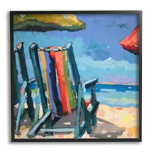Vivid Beach Chairs Shoreline Design by Page Pearson Railsback Framed Nature Art Print 24 in. x 24 in.