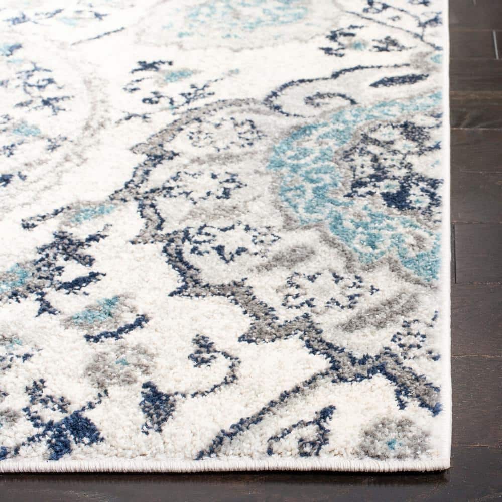 Madison Collection 10' Square Reversible Area Rug in Cream & Light Grey