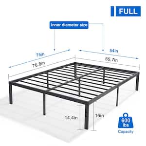 Bed Frames Black Metal Frame Full Platform Bed with Steel Slat，No Box Spring Needed, 14.4 Inch Platform Bed, Size 2