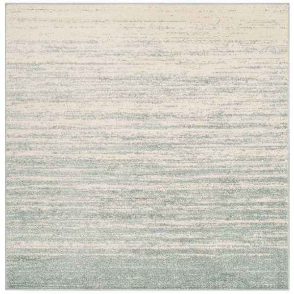 Adirondack Slate/Cream 12 ft. x 12 ft. Solid Color Striped Square Area Rug