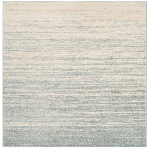 SAFAVIEH Adirondack Slate/Cream 8 ft. x 8 ft. Solid Color Striped Square Area Rug