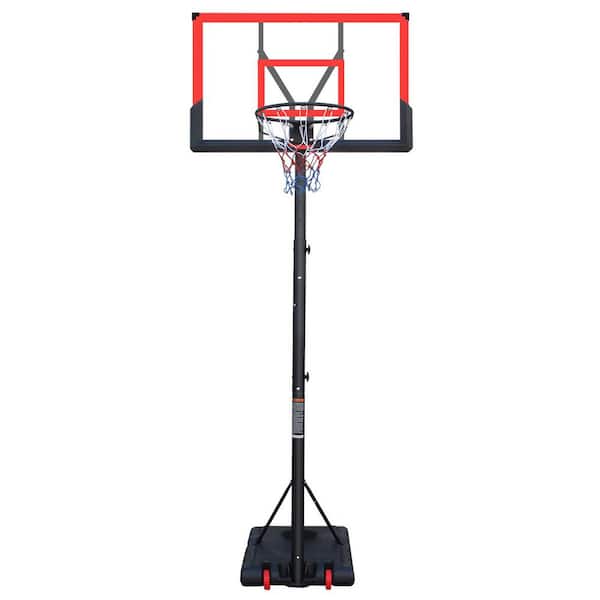 Basketball Goals 5.73-10 ft. Height Adjustable Portable Basketball Hoop Basketball Stand 44 in. Backboard Wheels Red