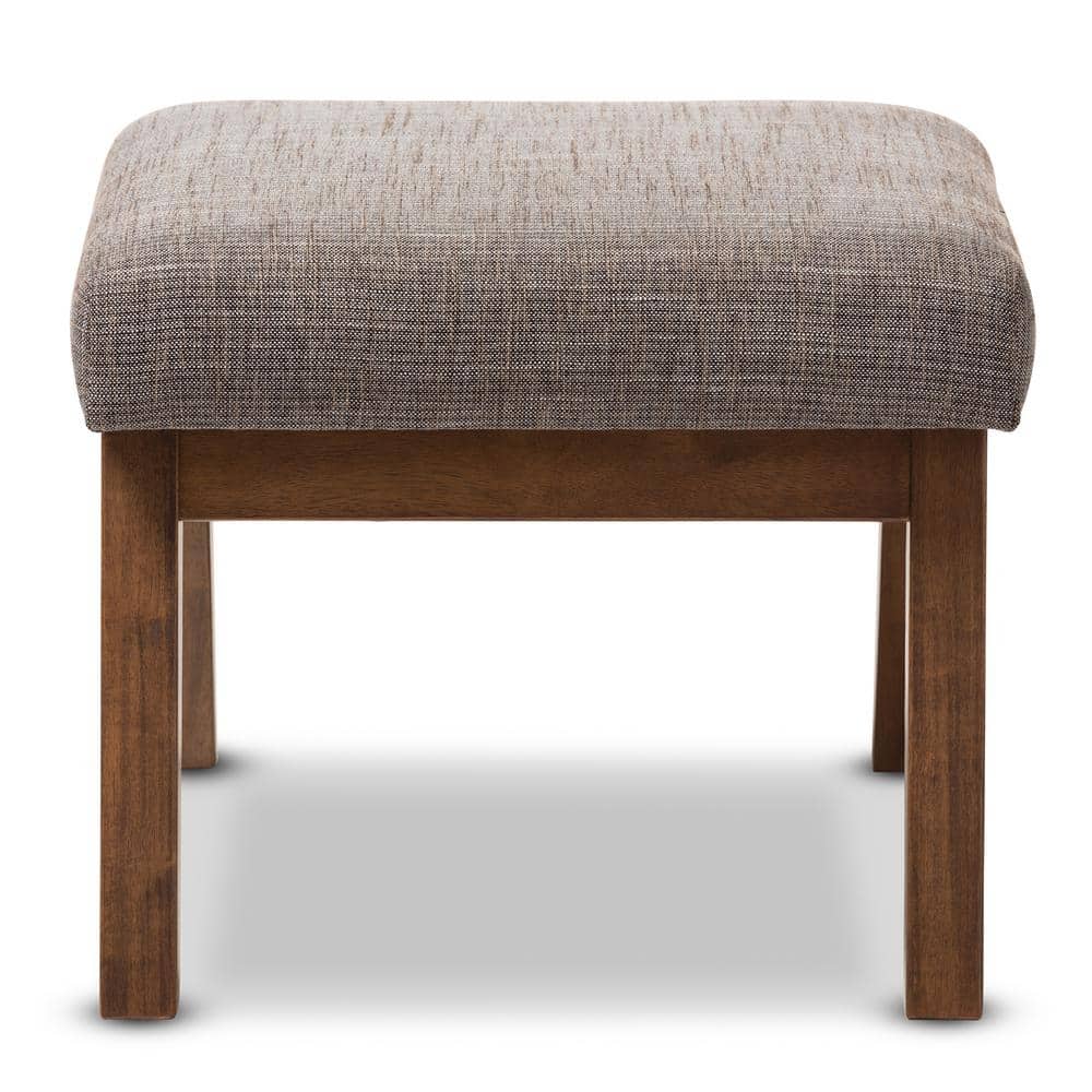 Aberdeen Walnut and Gravel Gray Upholstered Ottoman