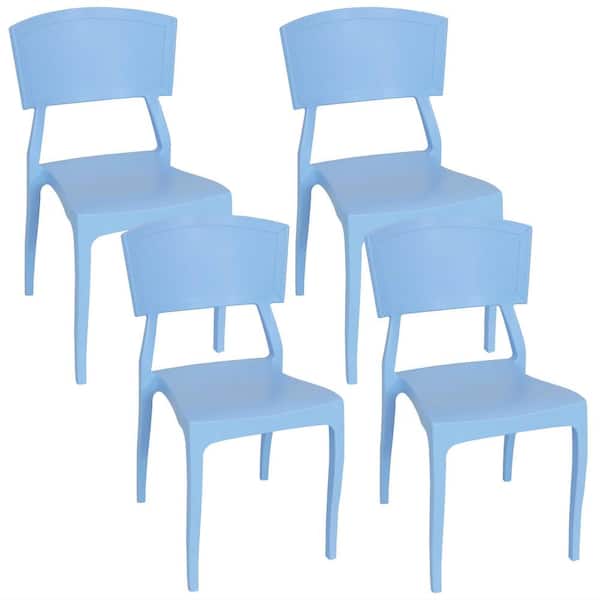 Elmott Light Blue Plastic Indoor Outdoor Patio Dining Chair 4 Pack Tla 216 4pk The Home Depot