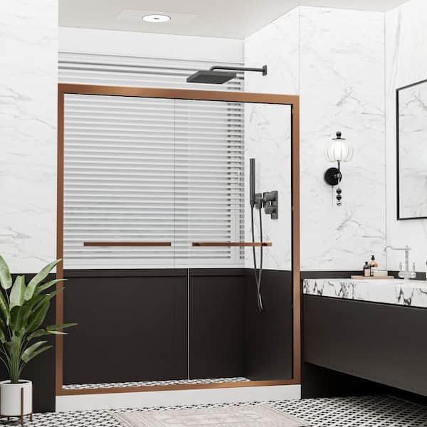 44-48 in. W x 72 in. H Double Sliding Framed Shower Door with Easy-Clean Tempered Glass in Oil Rubbed Bronze
