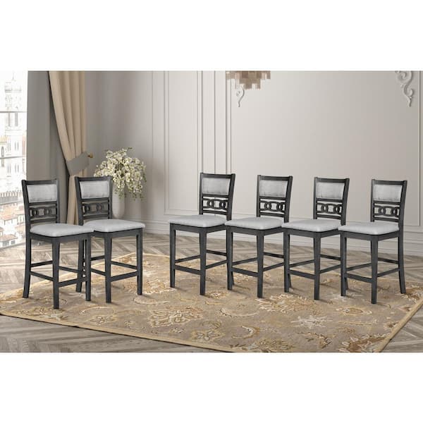 NEW CLASSIC HOME FURNISHINGS New Classic Furniture Gia Gray Counter Side Chair with Light Gray Polyester Cushions (Set of 6)