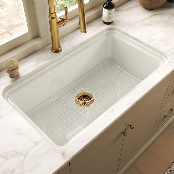 Audrine by Studio McGee 33 in. Bottom Basin Rack in Dune