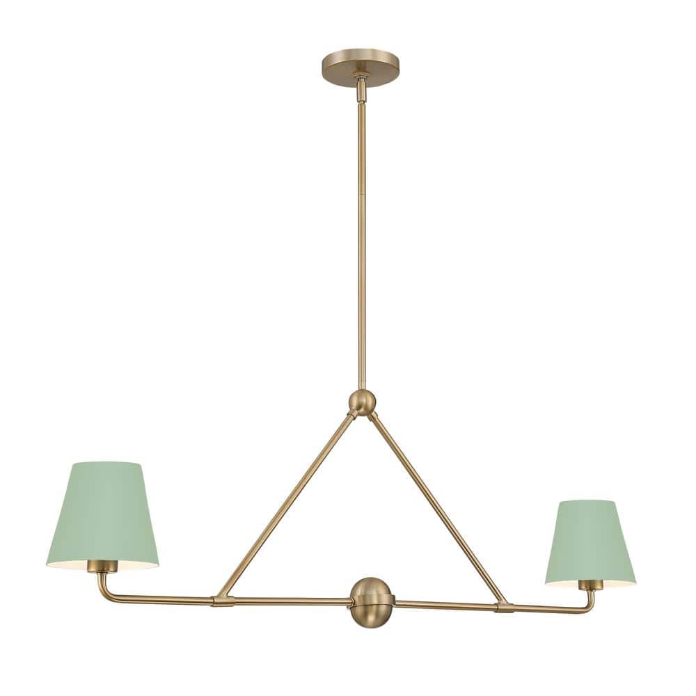 Xavier Vibrant Gold and Green 2-Light Steel Chandelier