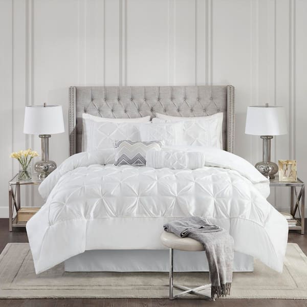 Madison Park Vivian 7-Piece White Polyester Full Tufted Comforter Set