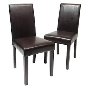 Brown Faux Leather Dining Chair, Set of 2