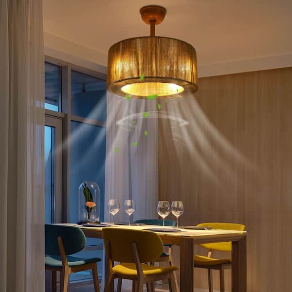 18 in. Brown and Gray Modern Downrod Caged 6-Speed Standard Ceiling Fan with Remote, No Bulbs Included