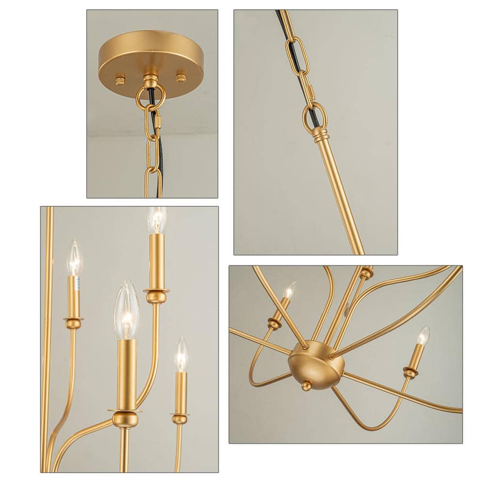 Gold 9-Light 2-Tier Candle Style Metal Chandelier