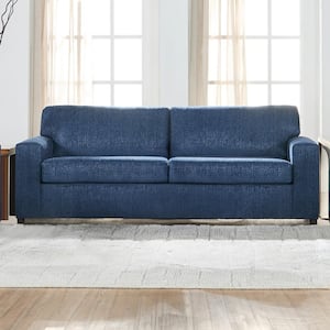 New Classic Furniture Kylo 3-seater 85 in. Square Arm Polyester Fabric Rectangle Sofa in Blue